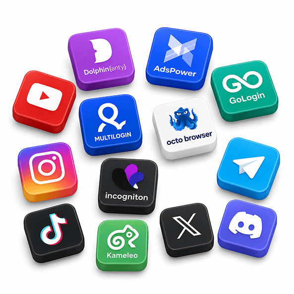 Social media and account management platform icons
